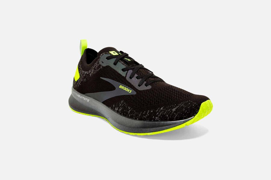 Brooks Running Shoes - Levitate 4 Road Mens - Black/Green - JYH-693275